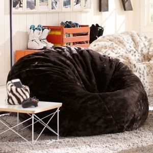Pottery Barn Coffee Brown Faux Fur Beanbag Cover